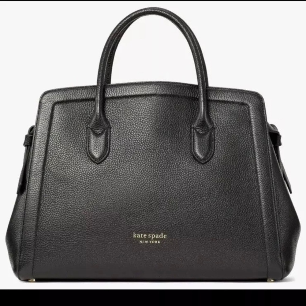 New Kate Spade Knott Pebble Leather Large Satchel Leather Black